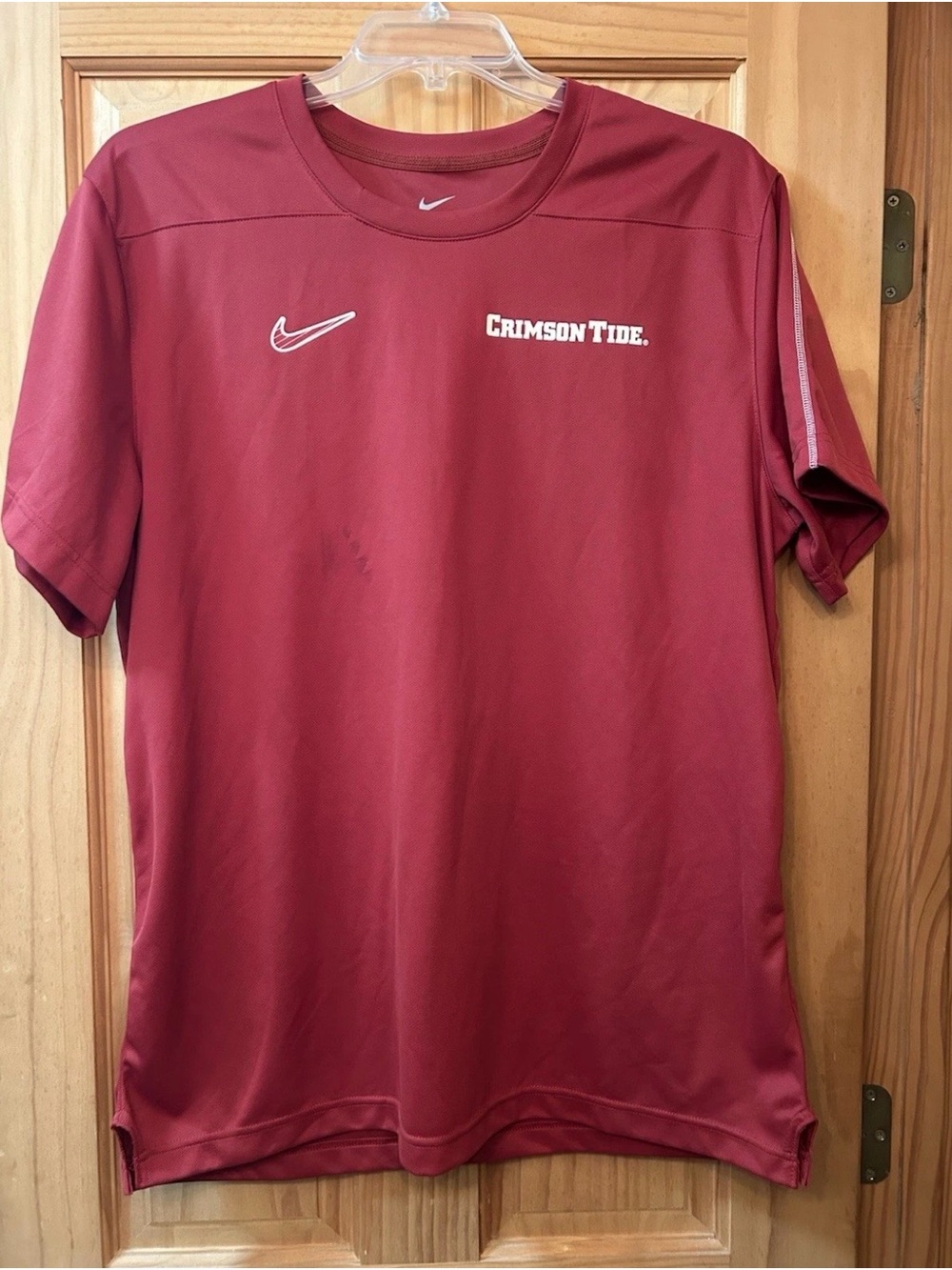 Nike Men's Crimson Short-Sleeve Performance Tee-stain on front